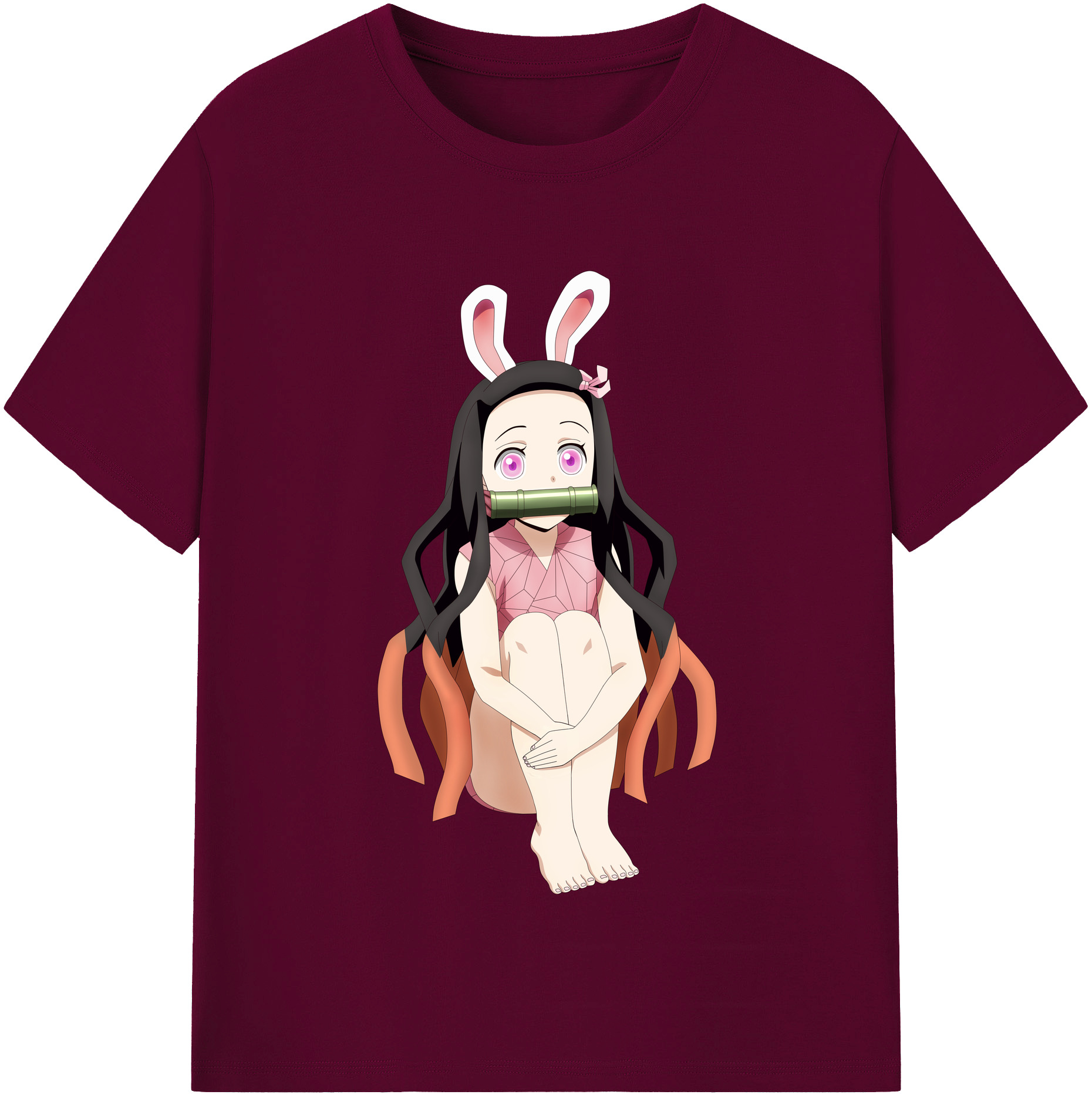 （画像用） 鬼滅の刃（きめつのやいば）竈門 禰󠄀豆子／かまど ねずこ Kamado Nezuko レディースカジュアルプリントTシャツ（綿100％）